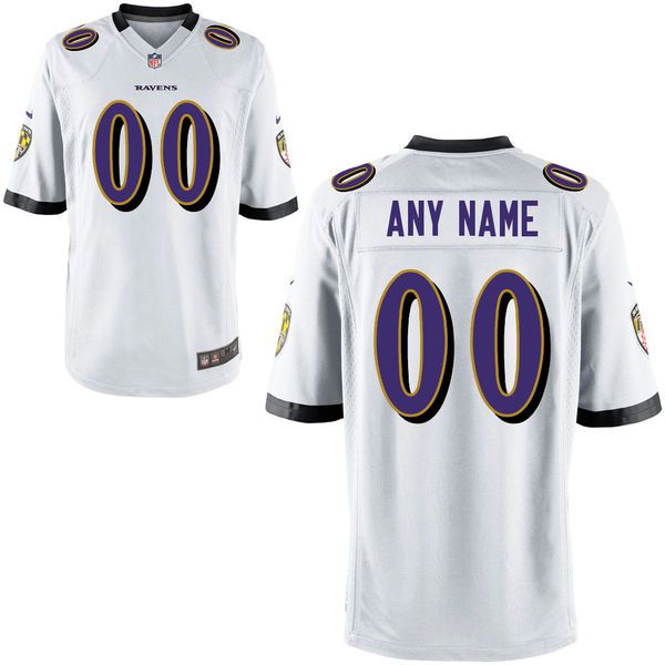 Men Baltimore Ravens Custom White Game NFL Jersey
